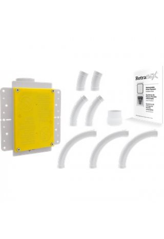 Kit d'installation pour prise Retraflex : platine de fixation, coudes PVC, manchon et notice