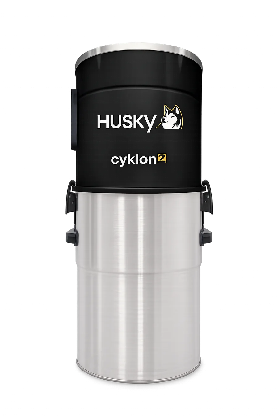 Centrale d'aspiration Husky Cyklon 2 haut de gamme, aluminium brossé et inox poli